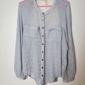 Free People Cotton Blend Lightweight Button Front Lace